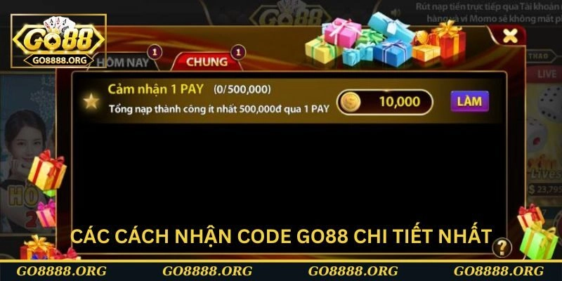 cách nhận code Go88