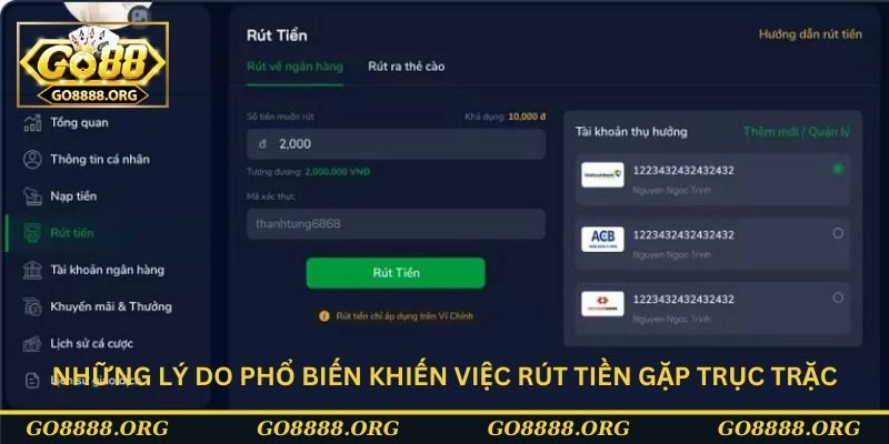 Những lý do phổ biến khiến việc rút tiền gặp trục trặc