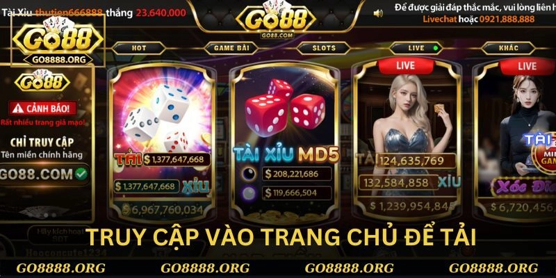 Truy cập vào trang chủ chính thống để tải App Go88 thành công